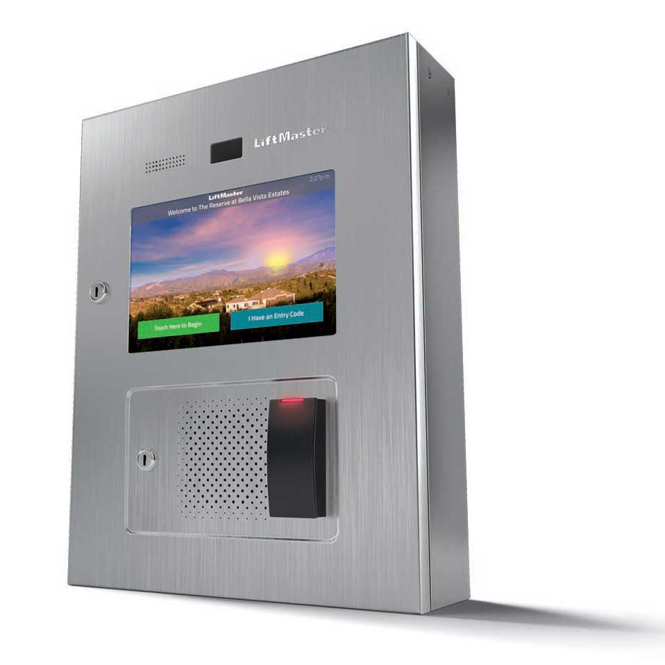 This is an image of a community intercom system made by Liftmaster.