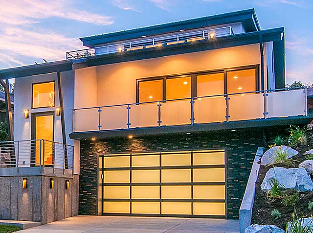 This is an image of a modern style garage door in Laguna Beach.