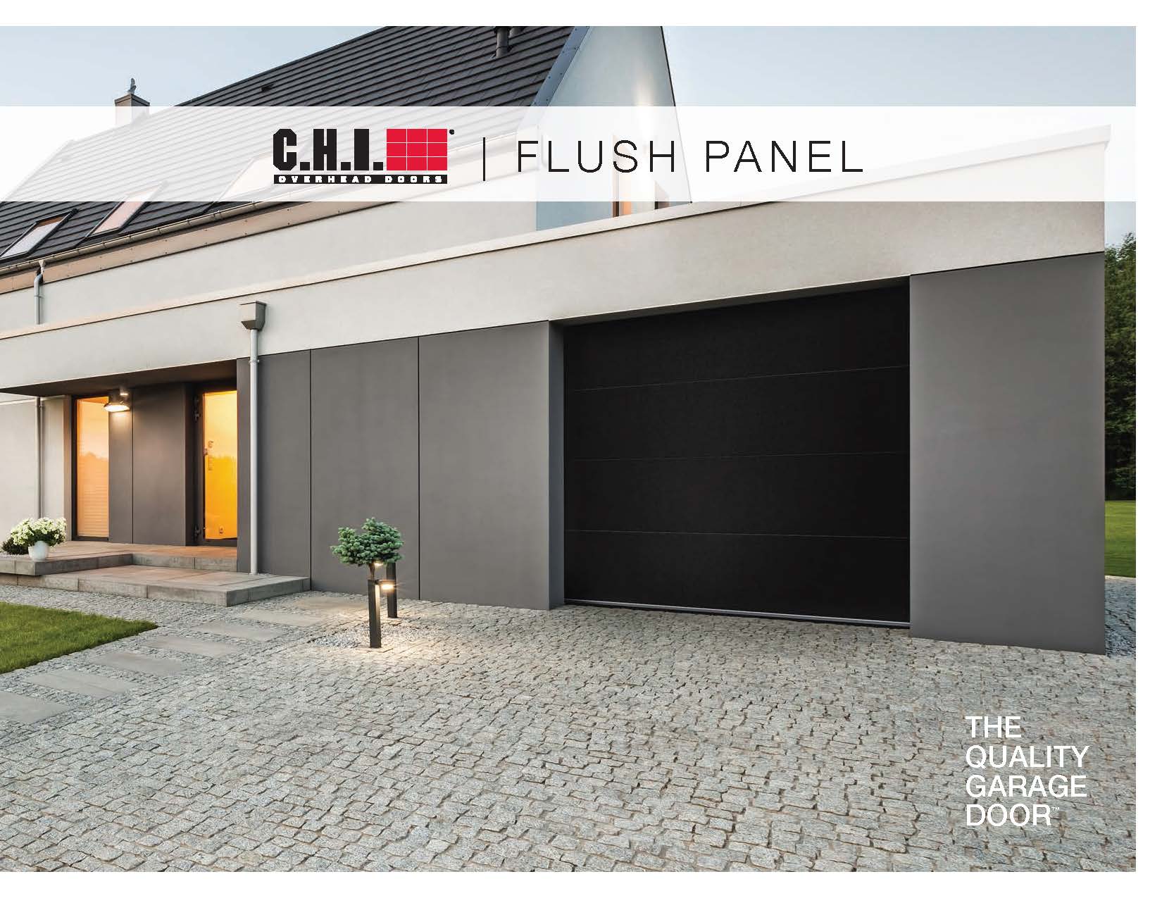 This is a brochure for a black flush garage door.