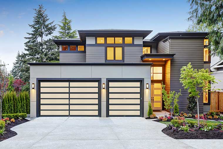 This is an image of a glass modern garage door style option in Irvine, CA.