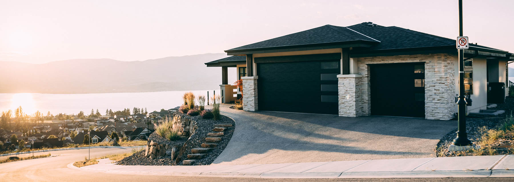 This picture shows a custom garage door installed by Entry Systems in Laguna Beach, California.
