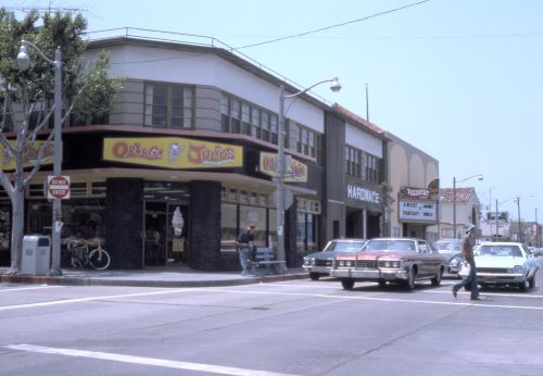 This is an image of a corner on Balboa Island in Newport Beach, CA in 1975 from the Orange County Archives.