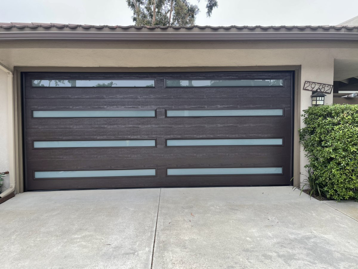 This is a brown modern garage door that Entry Systems installed in Laguna Niguel, CA.