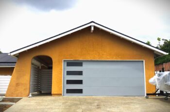 Image of grey or gray flush modern garage door install in Mission Viejo, CA