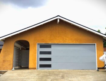 Image of grey or gray flush modern garage door install in Mission Viejo, CA