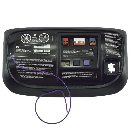 Example of a garage door programming LEARN button on Liftmaster, purple is shown.