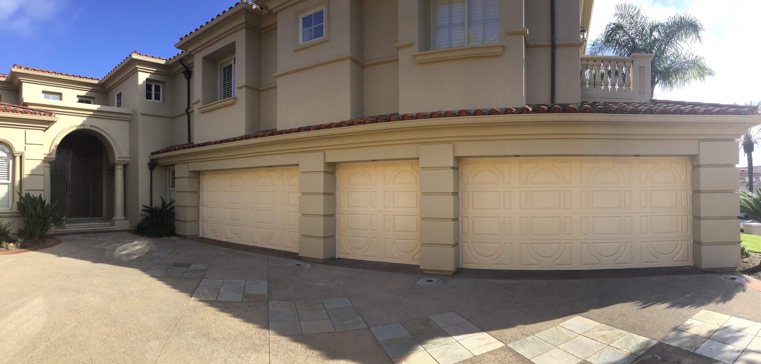 after photo of fiberglass garage door install- unfinished