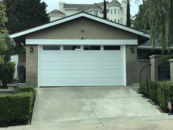 after garage door install in San Juan Capistrano-white steel with windows