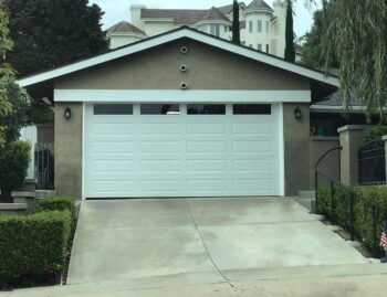 after garage door install in San Juan Capistrano-white steel with windows