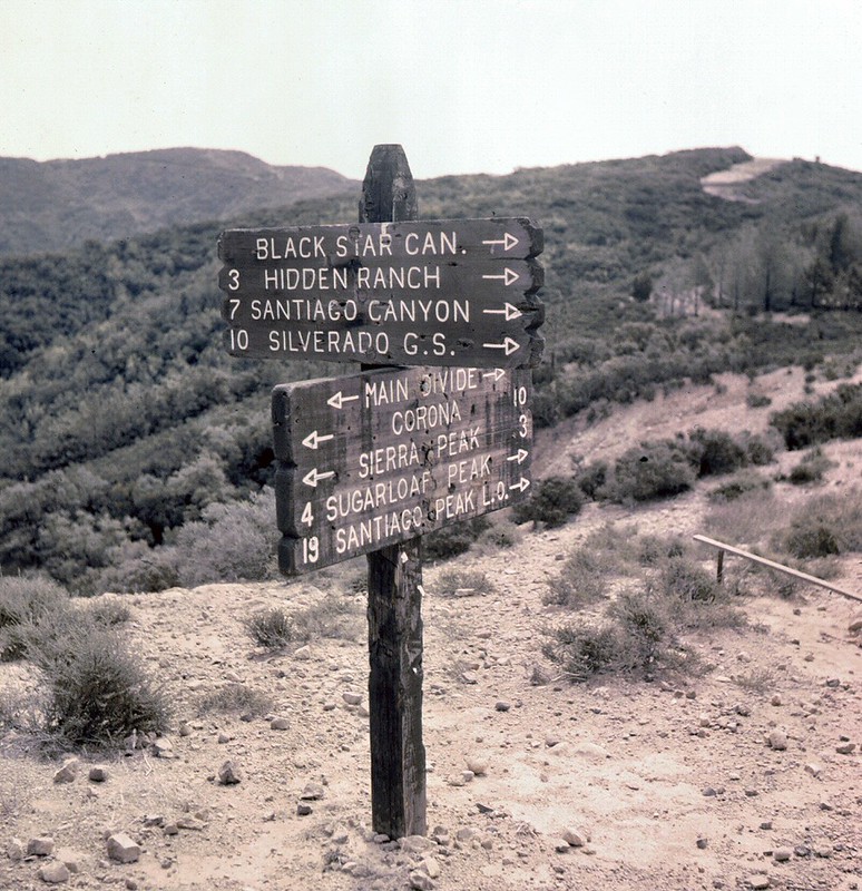 B & W image of signs in Black Star Canyon in 1960.