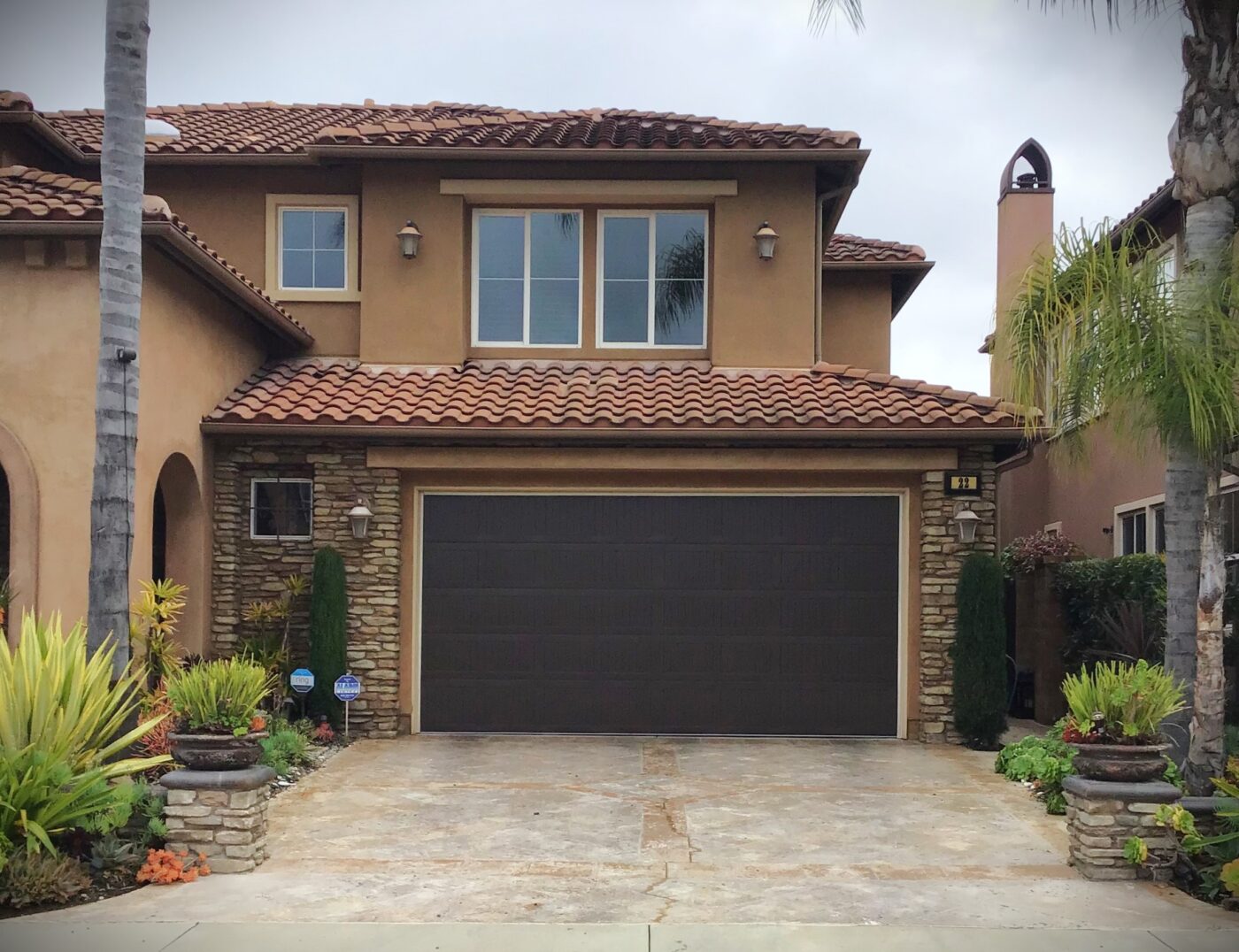 brown carriage house style garage door