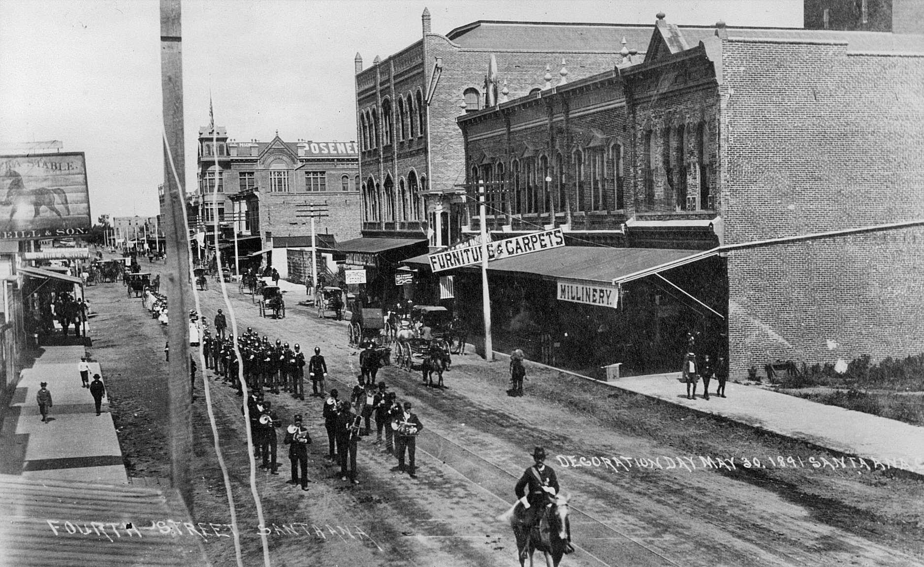 historic image of 4th street in Santa Ana, CA.