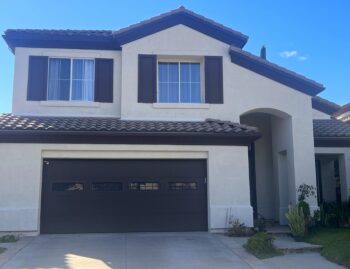 modern dark brown garage door with windows mission viejo after install