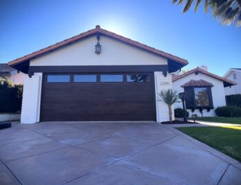 faux wood planks garage door remodel in Dana Point