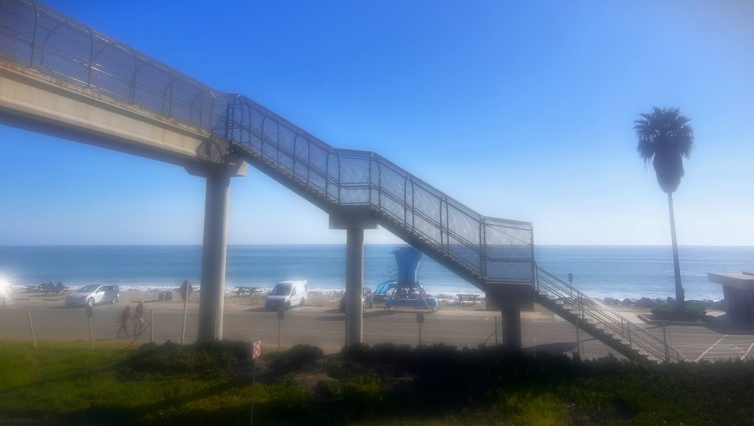 Capistrano Beach bridge and lifeguard tower.