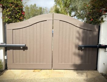 Wooden driveway automated gate in Irvine, CA