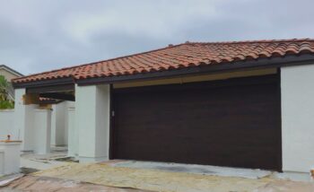 Walnut faux wood steel garage door after image in Mission Viejo, CA