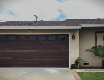 dark oak planks garage door installation after photo in Garden Grove