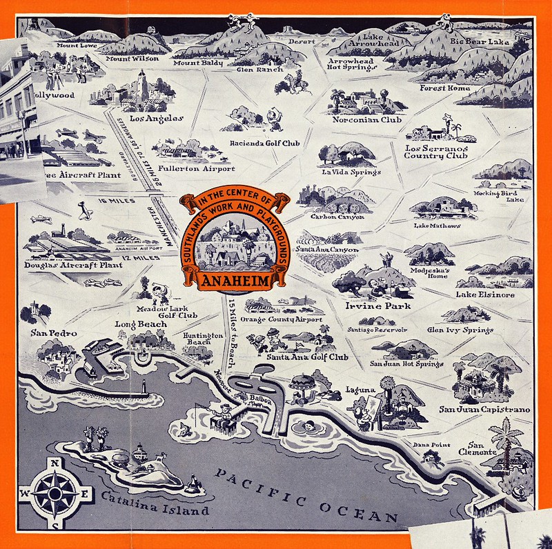 Anaheim brochure (map detail), circa 1940s.
Photo courtesy Orange County Archives.