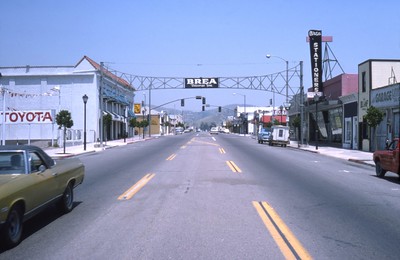 downtown brea image with sign from the 1970s
