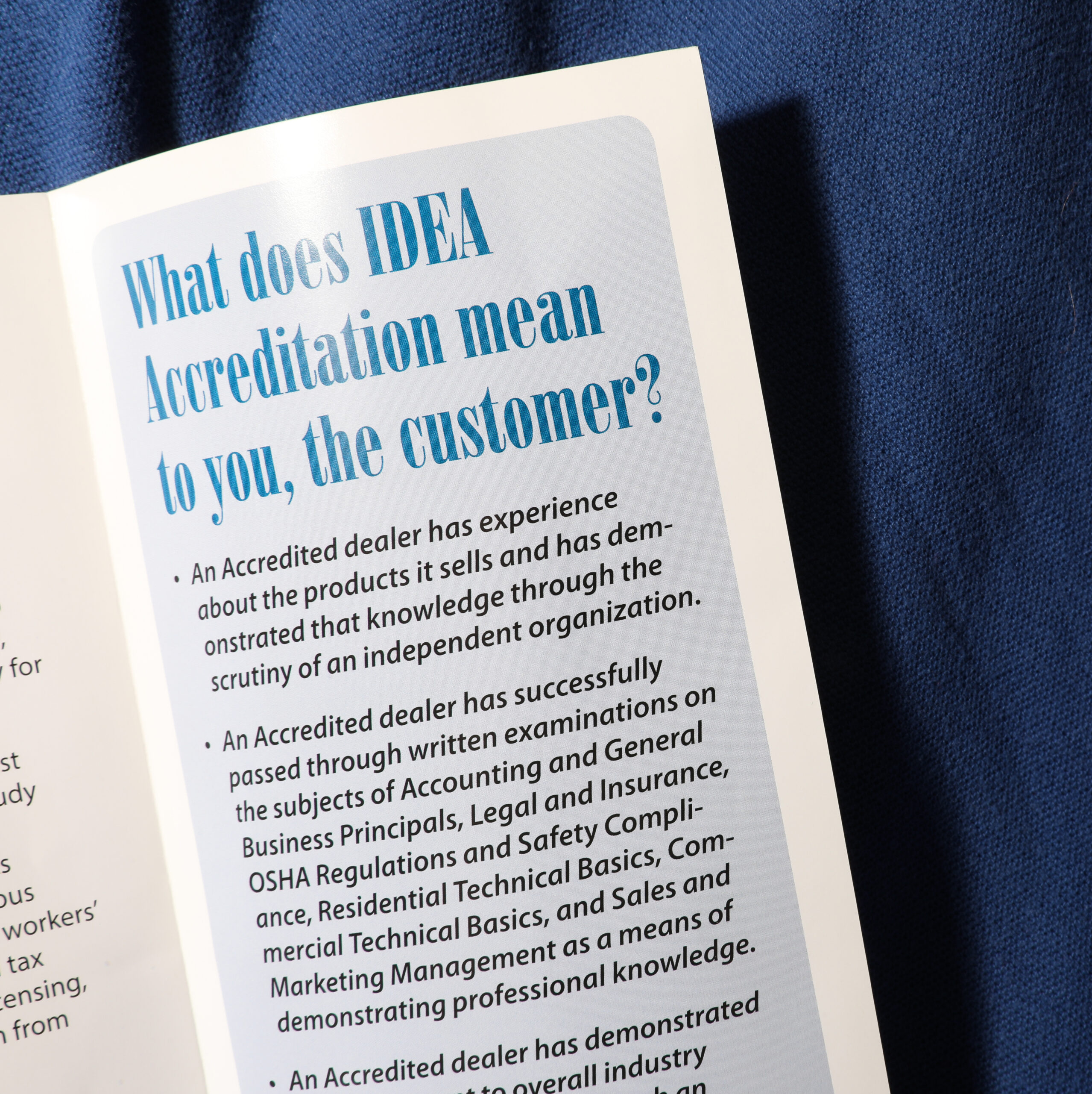 IDA Accreditation Explanation inside the brochure