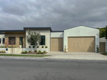 Newport Beach / Corona del Mar custom wood oak light yellow stained garage door after install